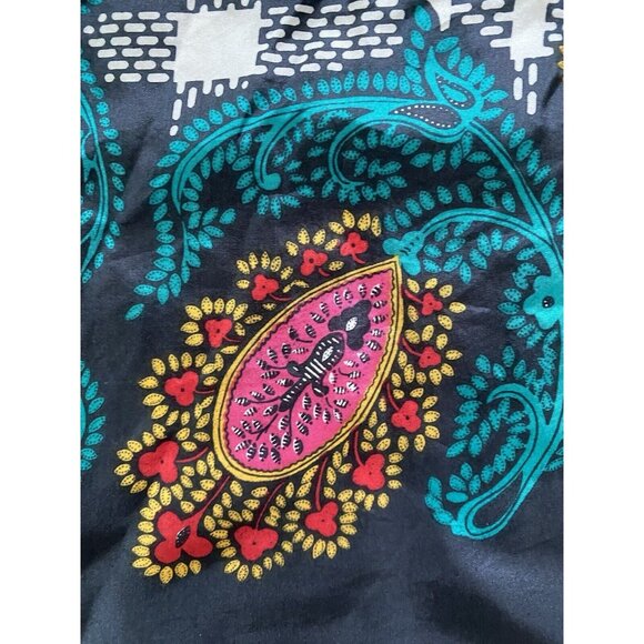 Vintage 1970s Square Diane von Furstenberg Silk Scarf Vibrant Black Multi 42" - Picture 15 of 16